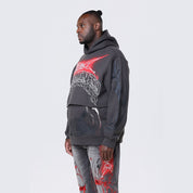 Smoke Rise Big and Tall Big and Tall - Dropped Shoulder 2-Fer Dystopian Hoodie - Graphite