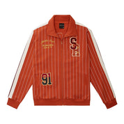 Smoke Rise Pin Striped Varsity Track Jacket - Cinnamon