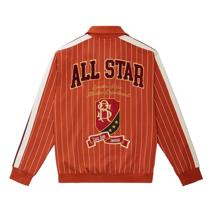 Smoke Rise Pin Striped Varsity Track Jacket - Cinnamon