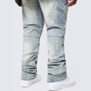 Smoke Rise Big and Tall Big and Tall - Lazy Stacked Western Studded Denim Jeans - Milky Blue