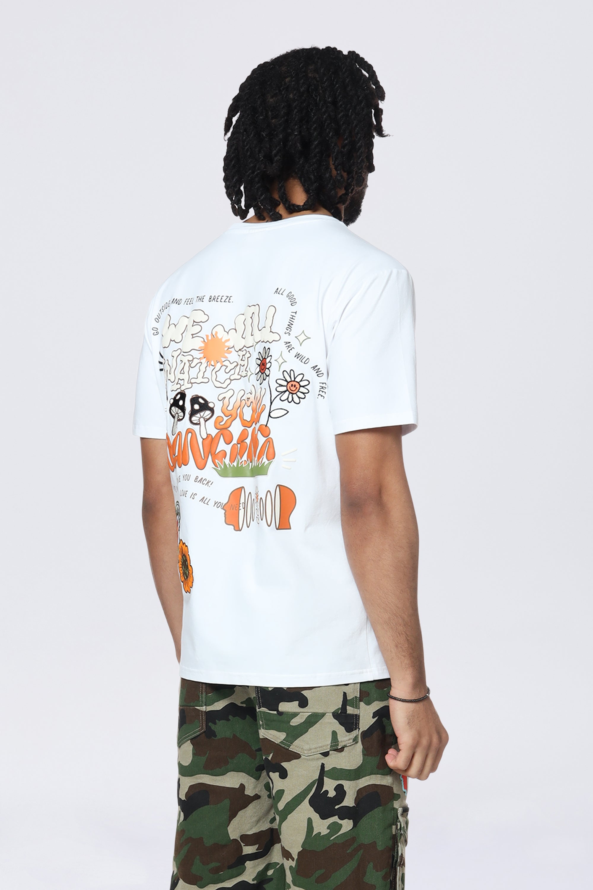 Mineral Wash Doodle Graphic SS Tee - White