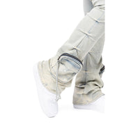 Smoke Rise RED High Rise Cargo Stacked Denim Jeans - Ombre Blue