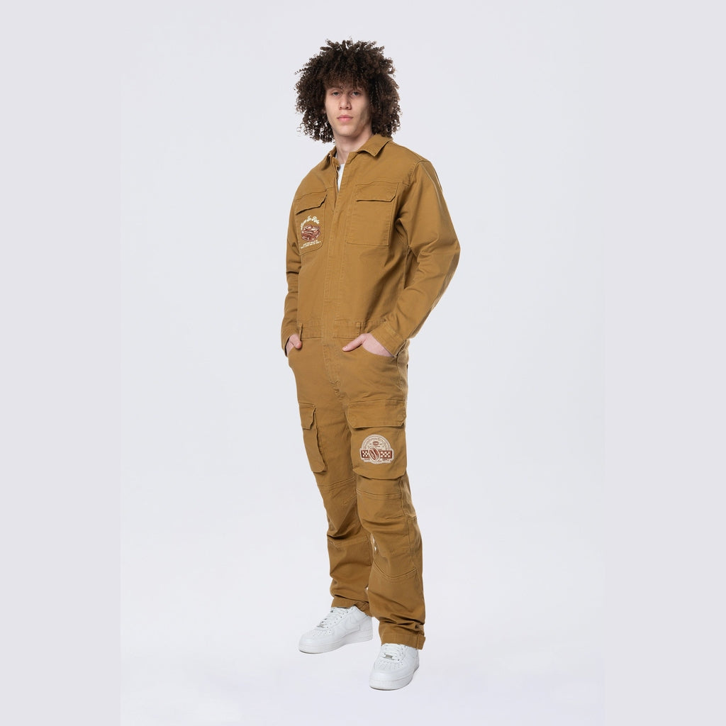 Smoke Rise Pitstop Canvas Jumpsuit - Timber