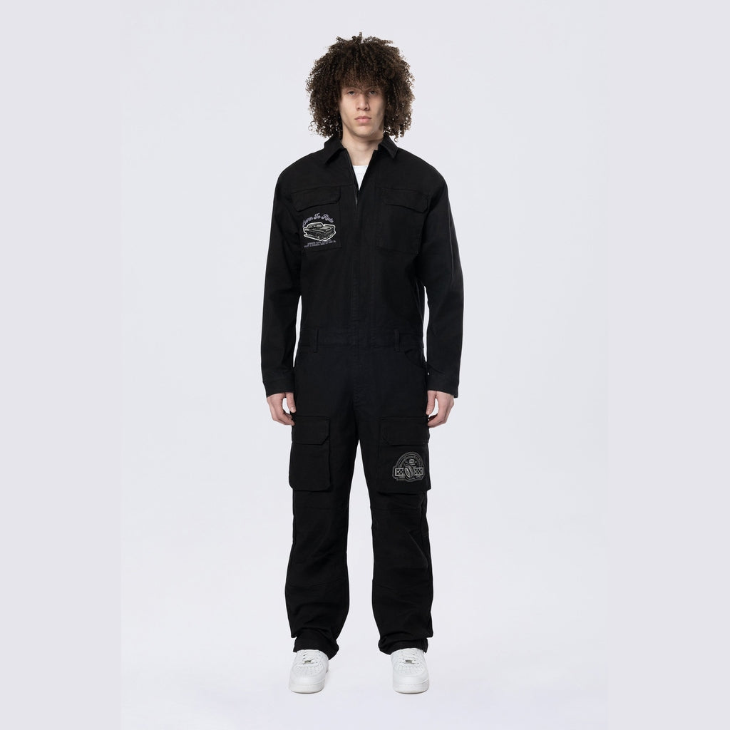 Smoke Rise Pitstop Canvas Jumpsuit - Black