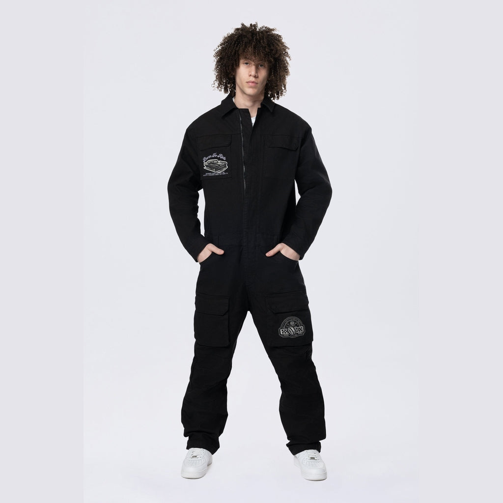 Smoke Rise Pitstop Canvas Jumpsuit - Black