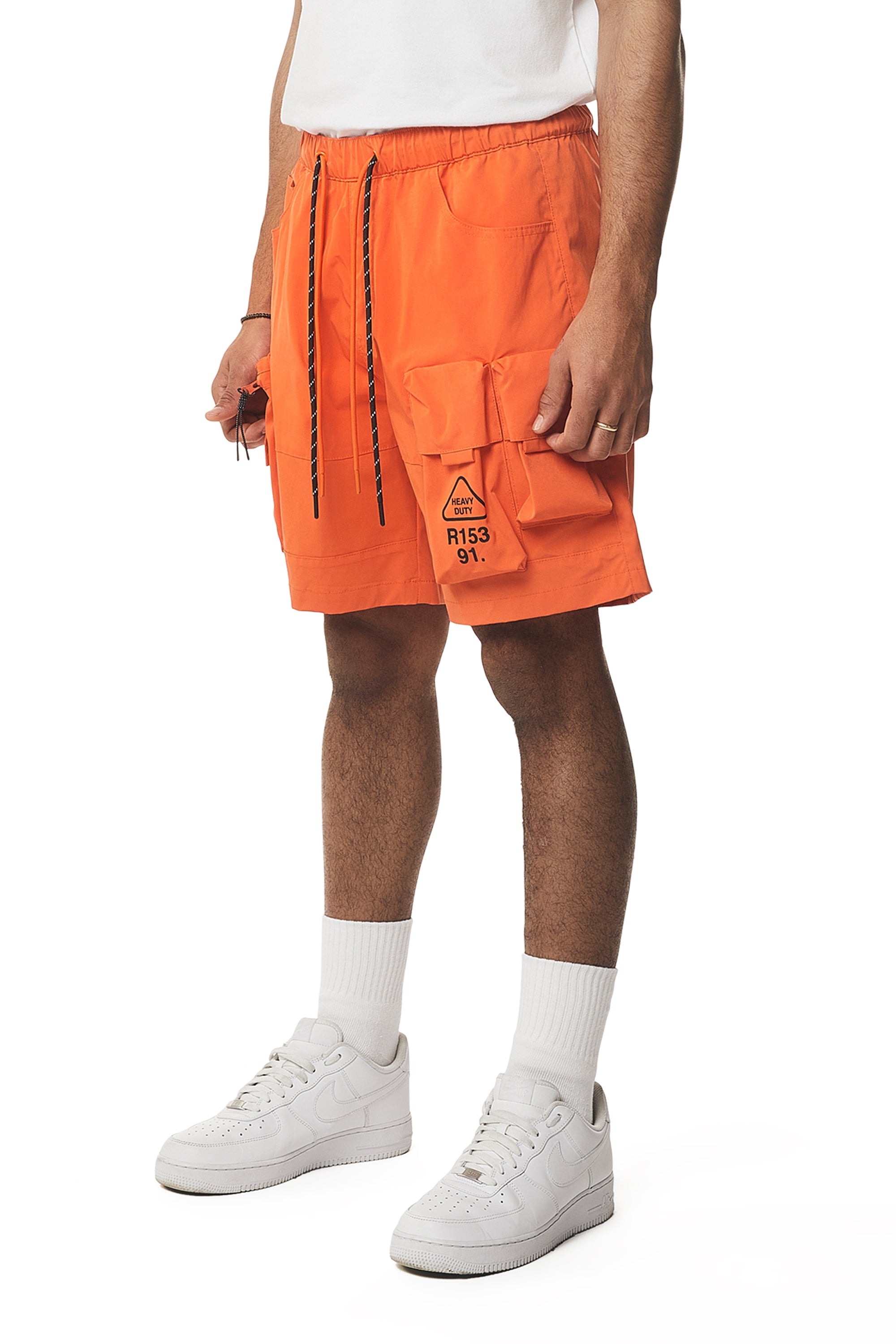 Utility Windbreaker Cargo Shorts - Orange
