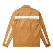 Smoke Rise Vegan Leather Striped Overshirt - Tan