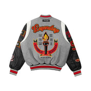 Smoke Rise Torch Varsity Jacket - Light Heather Grey