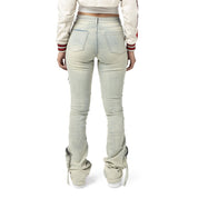 Smoke Rise RED High Rise Cargo Stacked Denim Jeans - Ombre Blue